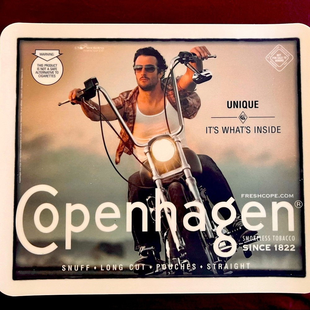 COPENHAGEN TOBACCO SIGN-COUNTER TOP MATS! 2 AVAILABLE. ORIGINAL FILM INTACT!!WOW